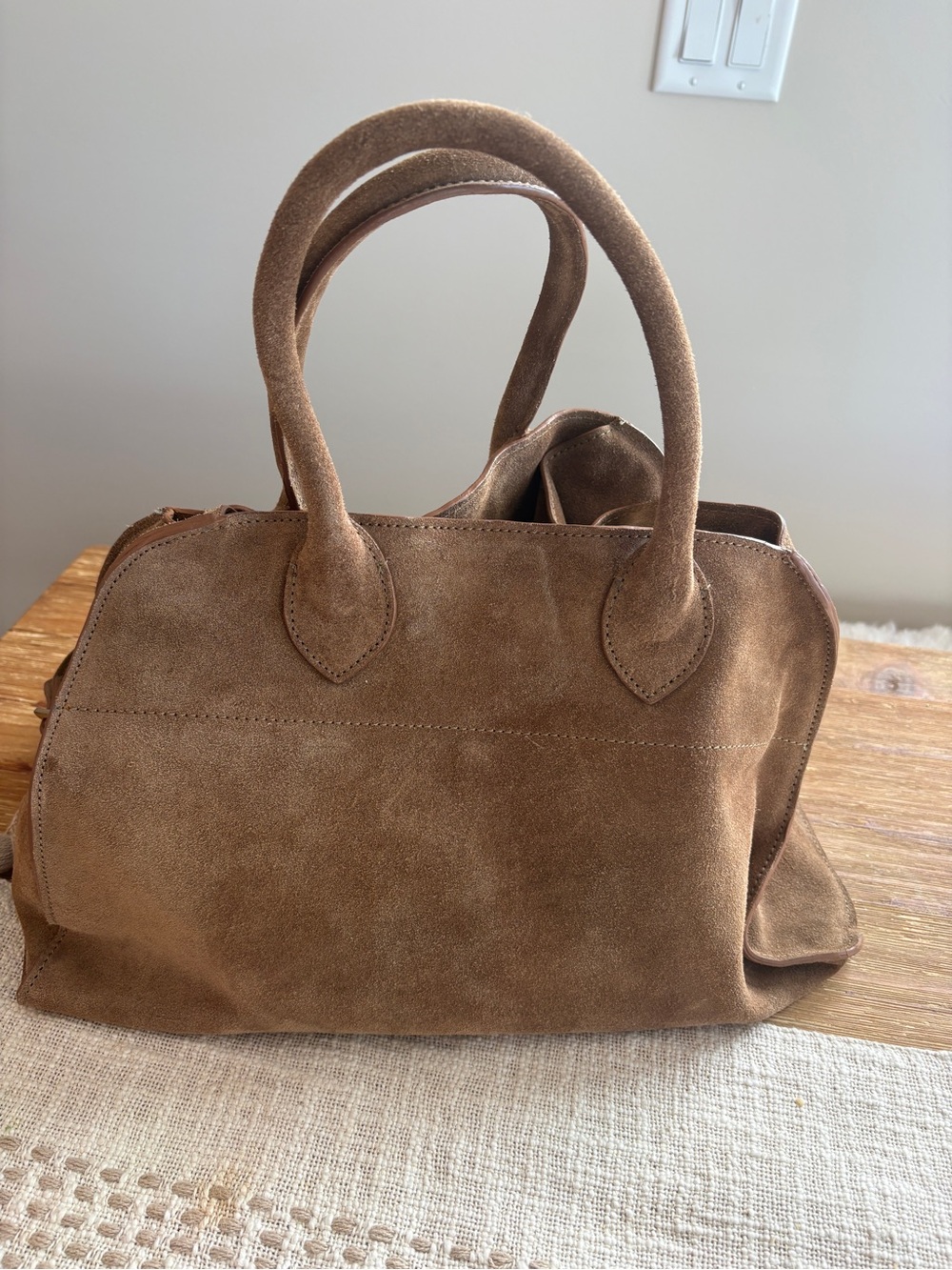 YaYa Aflalo Suede Satchel in Brown
